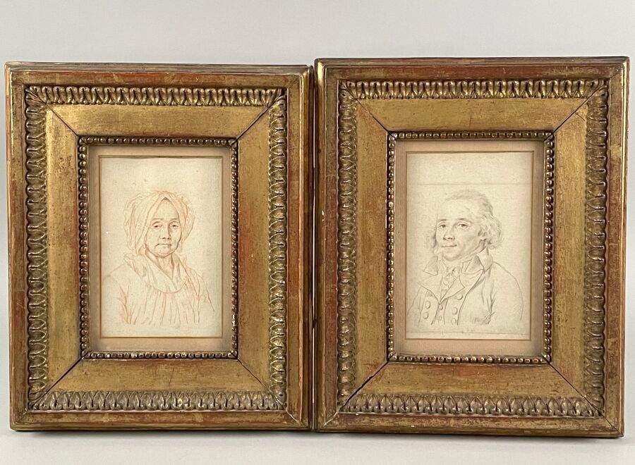 Null Escuela francesa del siglo XVIII
Un par de retratos: una pareja 
Sanguina, &hellip;