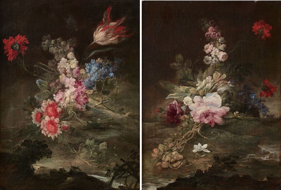 Null Attributed to Ludovico STERN (1709-1777)
Cut flowers on a mound
Pair of can&hellip;