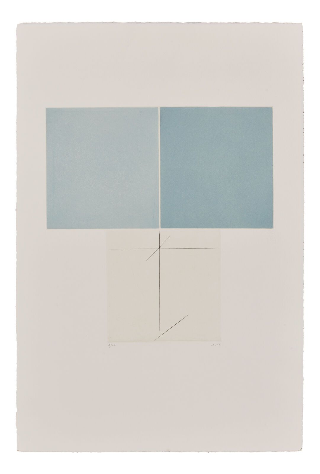 Null 热纳维耶夫-阿瑟（1923-2021）
安克雷1994.干点、水印、錾刻（使用 3 幅并列的铜版画，其中 2 幅以蓝色绘制）。画幅：56.5 x 37&hellip;