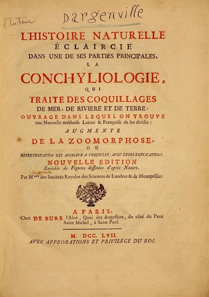 Null [DEZALLIER D'ARGENVILLE Antoine Joseph]. Histoire naturelle éclaircie dans &hellip;
