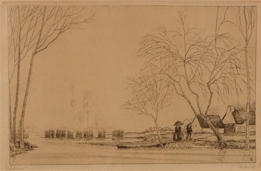 Null Jean-Émile Laboureur (1877-1943).
Bords de la rivière en hiver. Gravure, si&hellip;