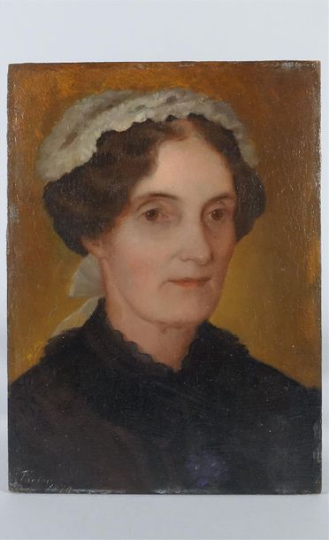 Null Viktor-Johann TOBLER (1846-1915).
Portrait de Mme Hodges
Huile sur panneau,&hellip;