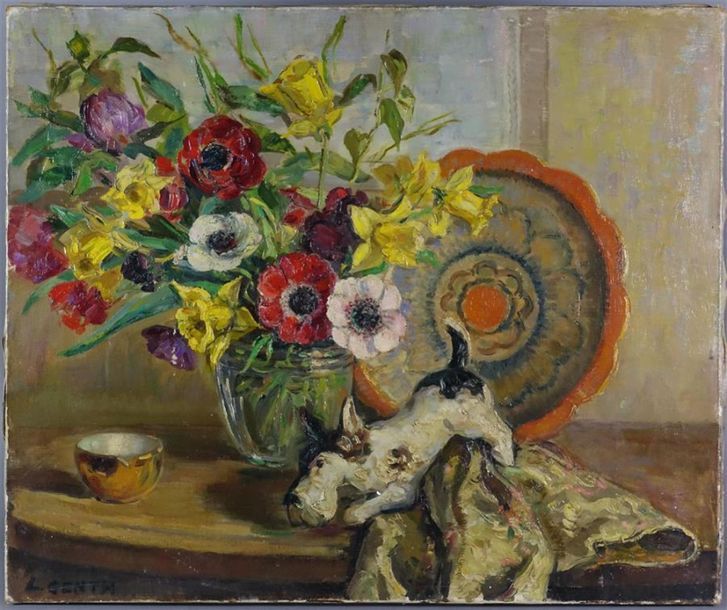 Null Lillian-Mathilde GENTH (1876-1953).
Vase de fleurs, tasse, assiette et chie&hellip;