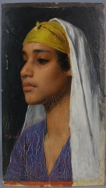 Null Attribué à Franz-Xaver KOSLER (1864-1905).
Portrait de femme
Huile sur pann&hellip;