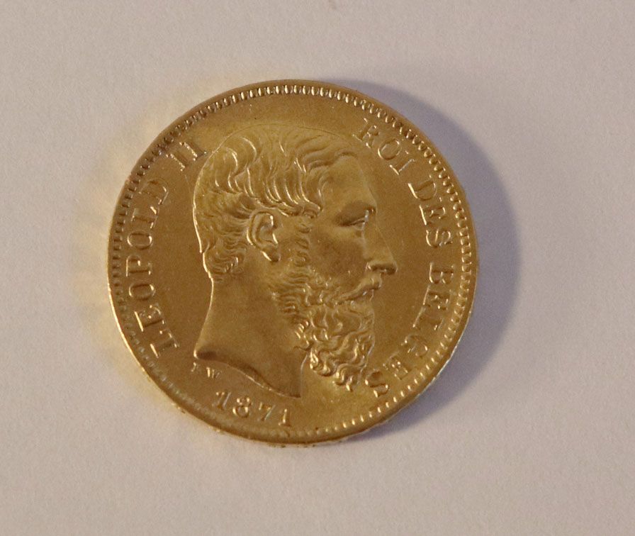 Null BELGIQUE. PIECE de 20 francs or Léopold II, 1871.