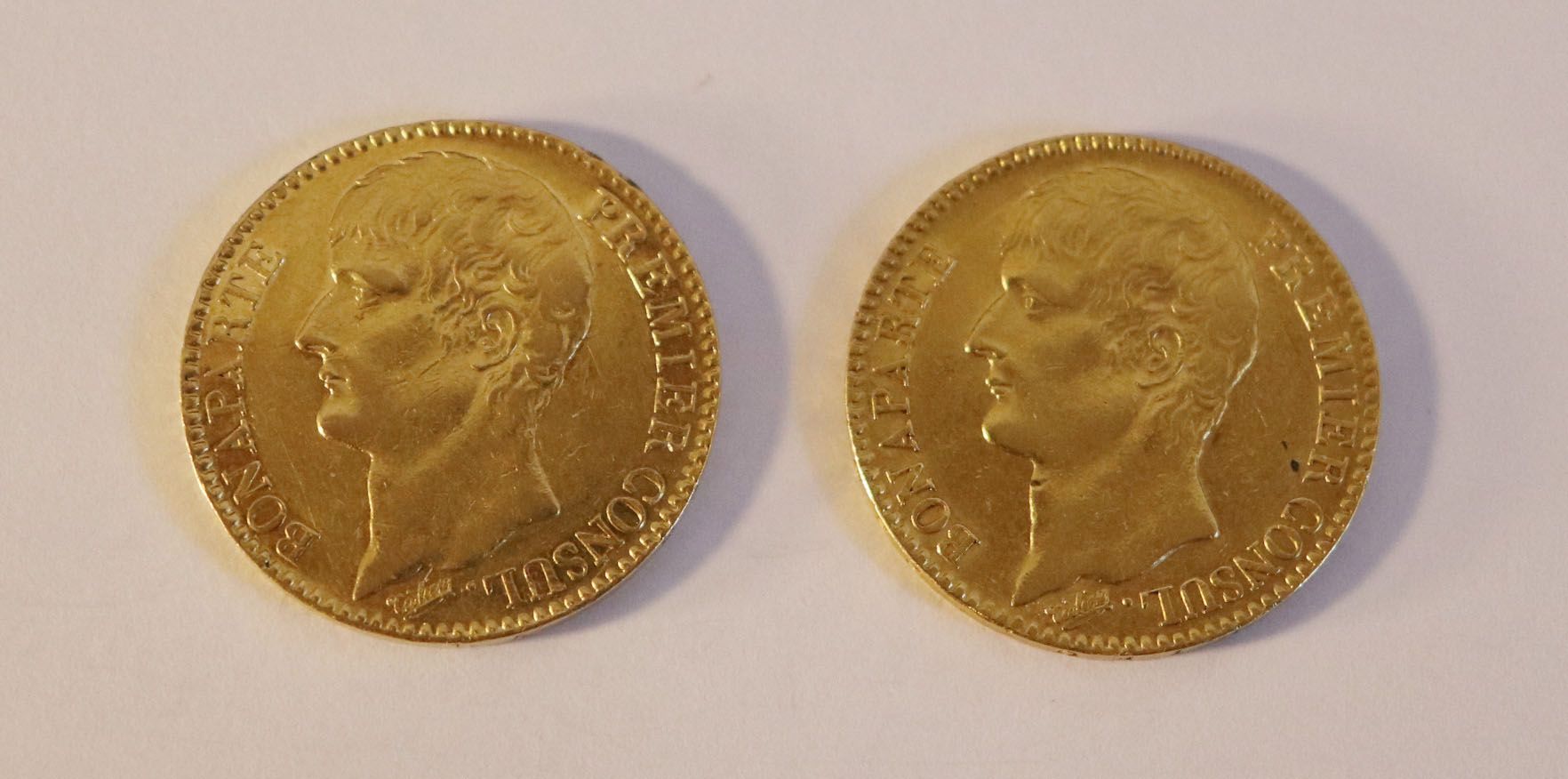Null Deux PIECES de 40 francs or Bonaparte Premier Consul AN 12.