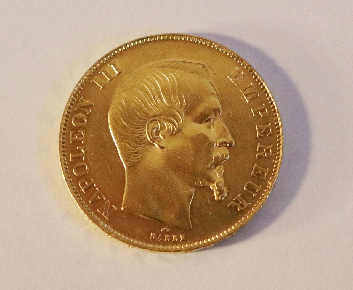 Null PIECE de 50 francs or Napoléon III, 1857.