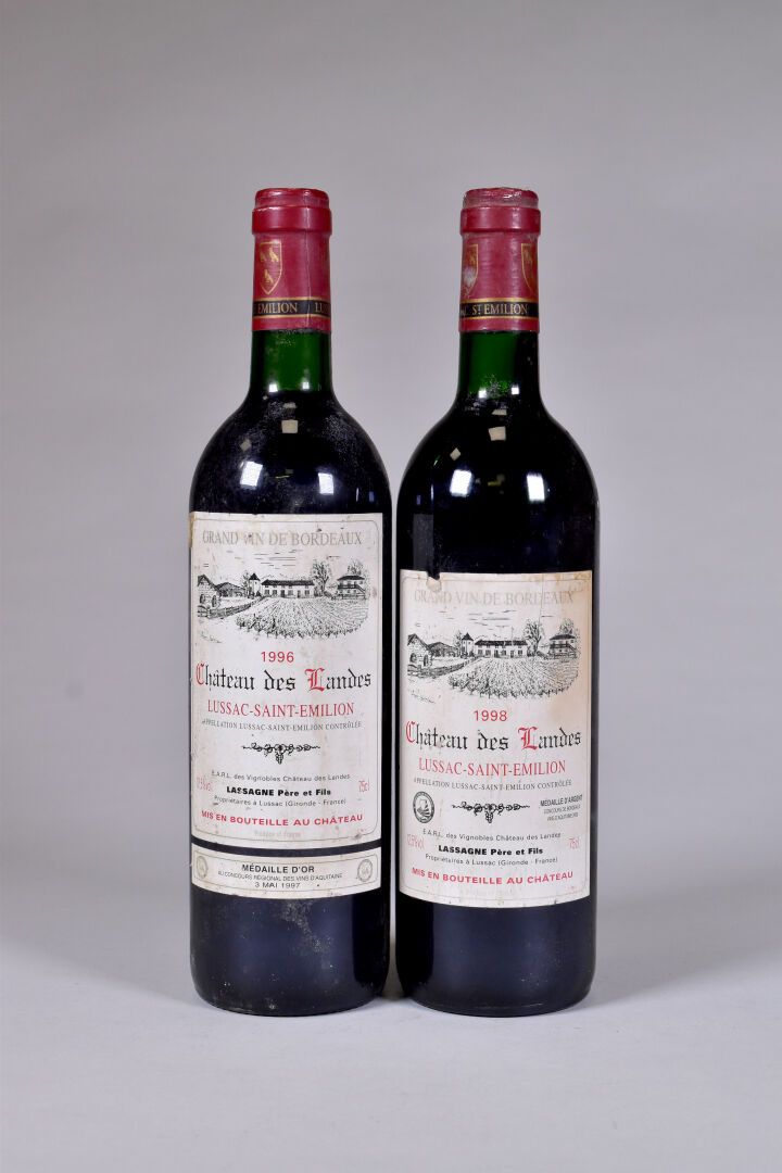 Null 2 bouteilles, Lussac-Saint-Emilion, Château des Landes, 1996 (1), 1998 (1).&hellip;