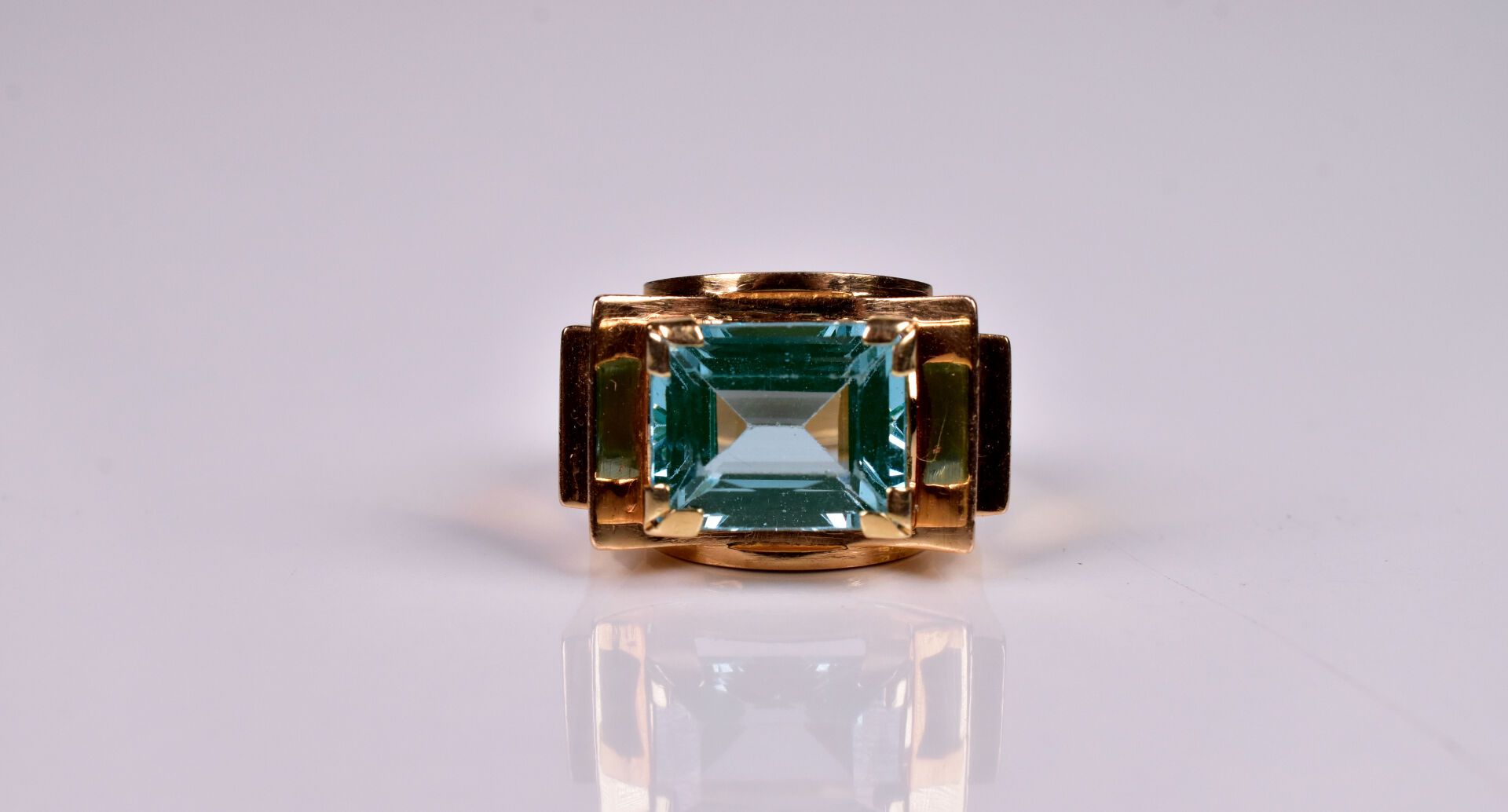 Null Tank ring in 18K gold 750/1000e and its synthetic aquamarine. TDD 49. Gross&hellip;