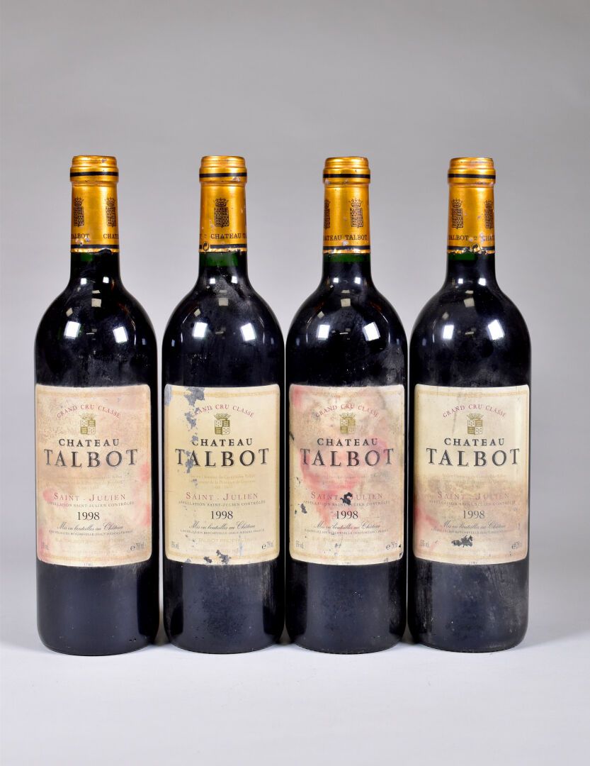 Null 4 bouteilles, Saint-Julien, Château Talbot, 4ème Grand Cru Classé, 1998. Ca&hellip;