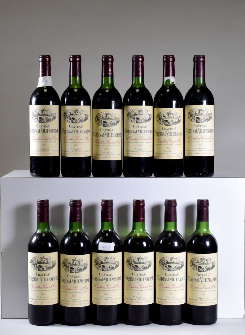 Null 12 bouteilles, Saint-Emilion Grand Cru, Château Cardinal-Villemaurine, 1976&hellip;