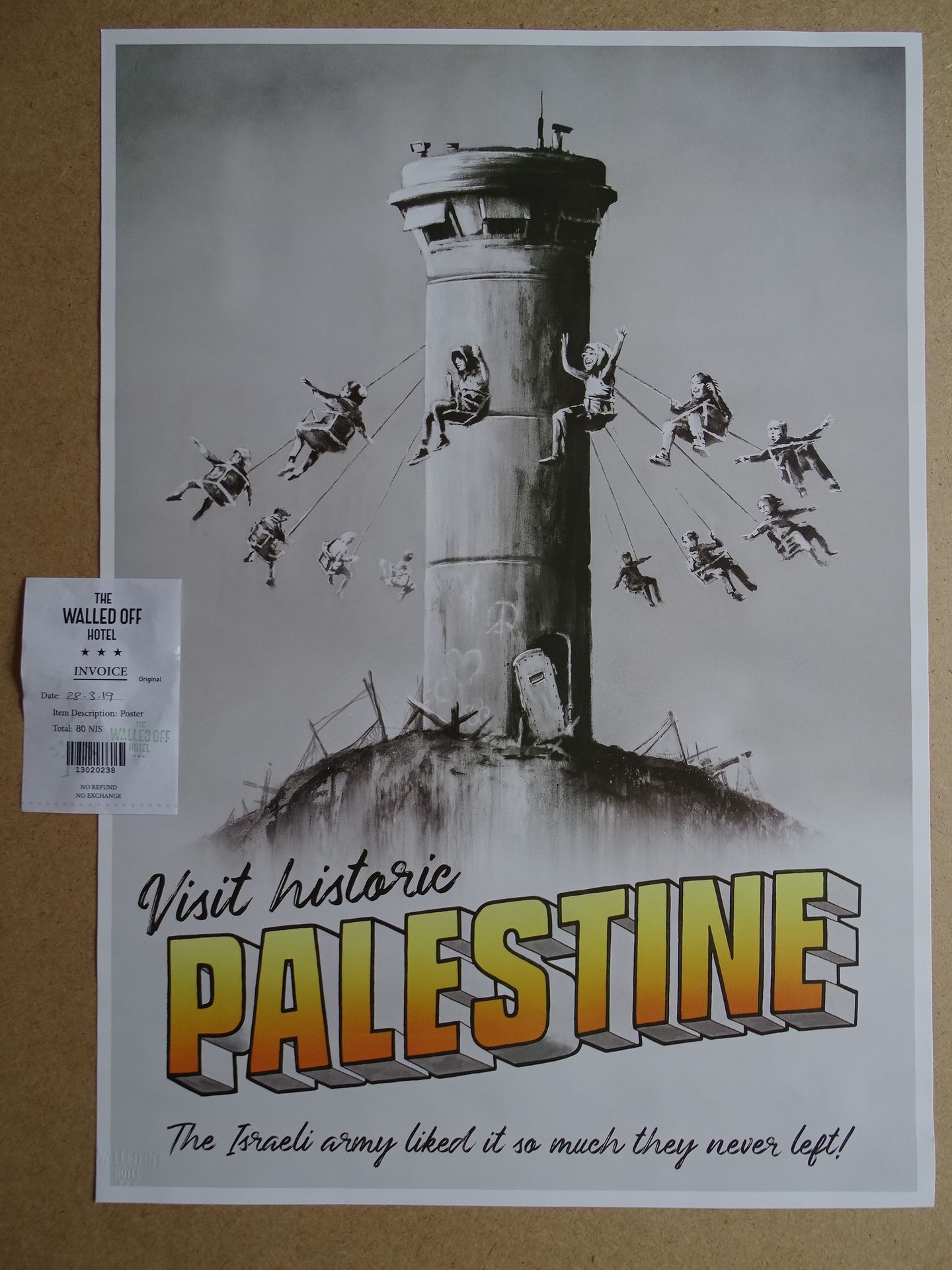 Null Banksy palestine, lithogrpah+reçu, aprox 59x42cm