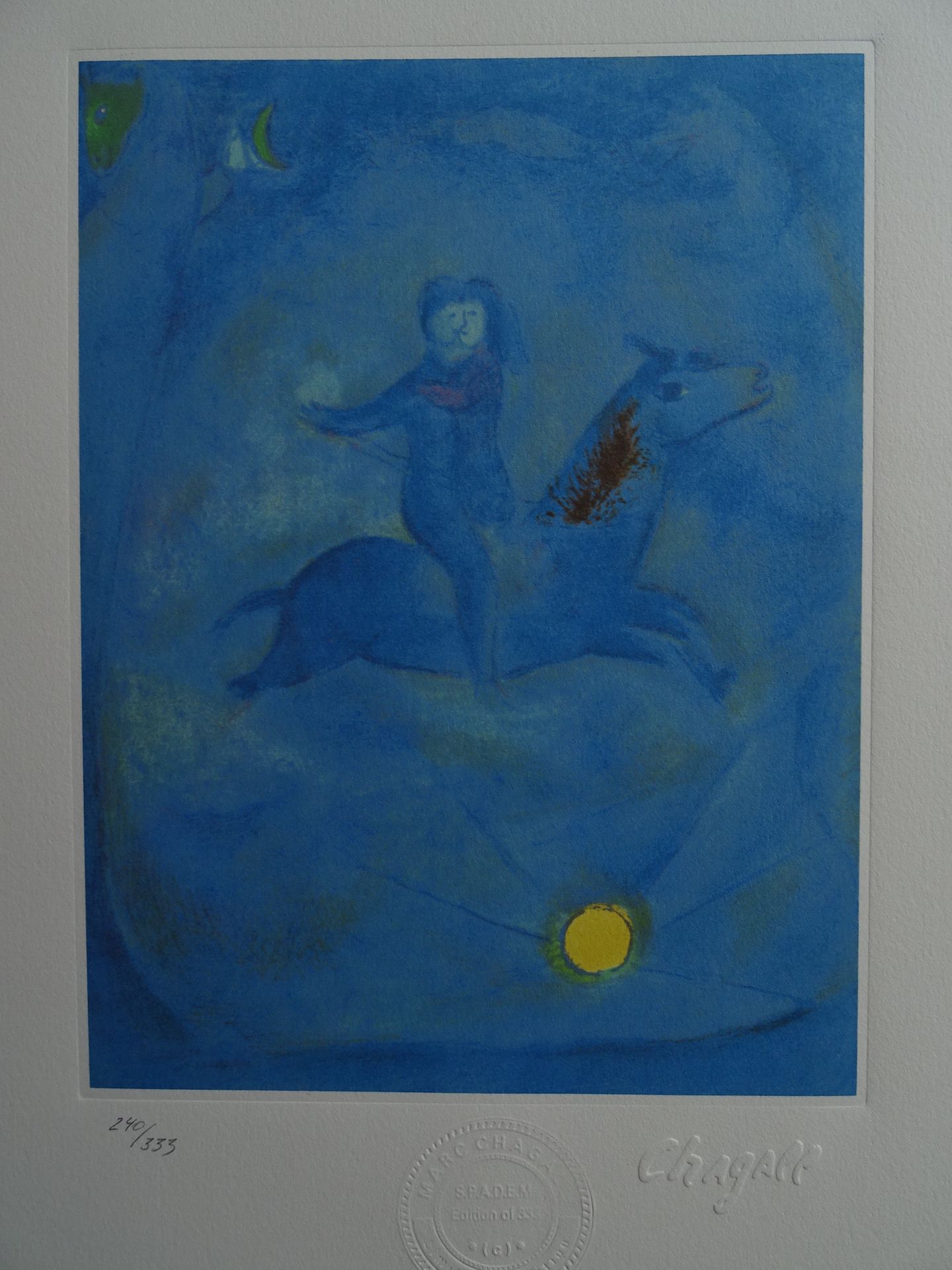 Null Marc Chagall, lithograph, Spadem, numbered, 50x40cm including the mat