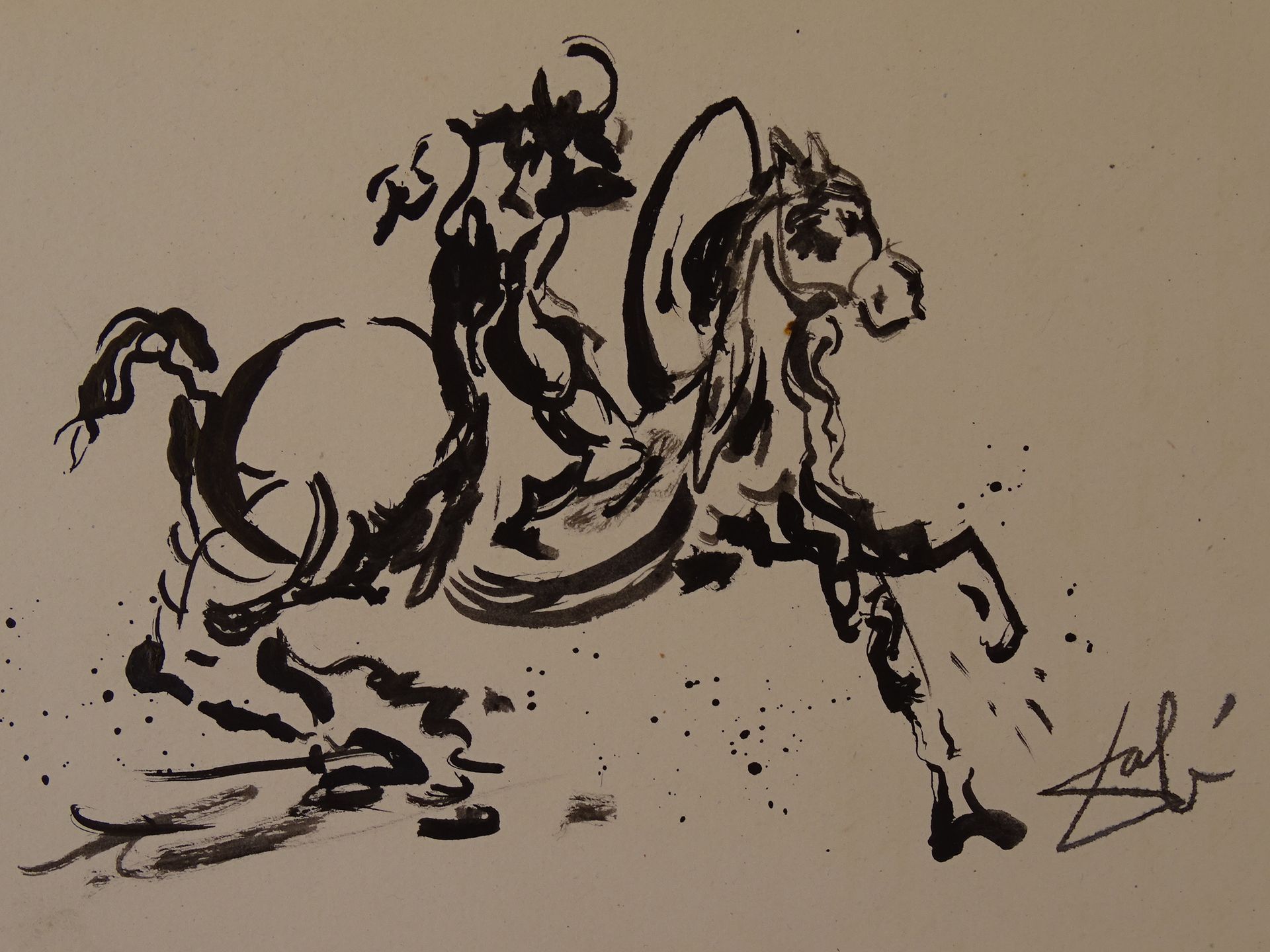 Salvador Dali Salvador Dali (attribué), dessin à l'encre, bon état, environ 20x1&hellip;