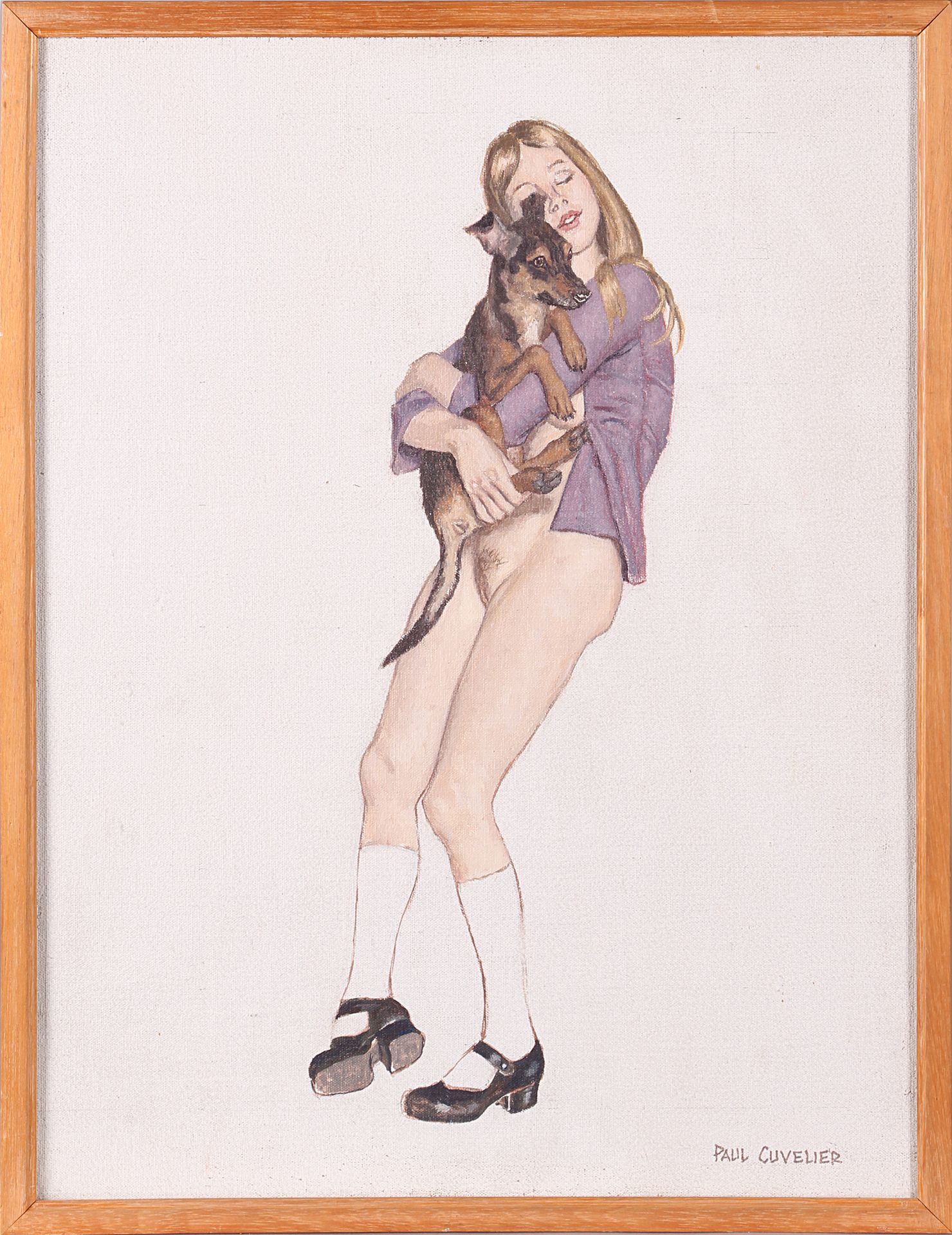 Paul CUVELIER. Chica con perro. Óleo sobre lienzo, 40 x 30. Firmado abajo a la d&hellip;