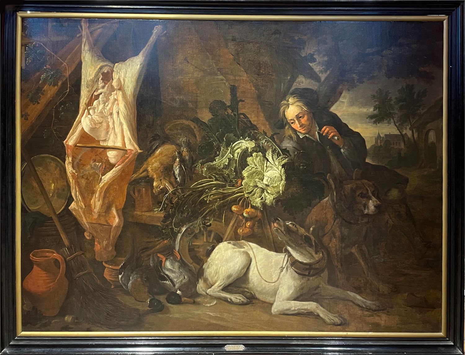 Adriaen DE GRYEF. 从打猎中返回。布面油画，181 x 242。左下方有签名。木制框架。