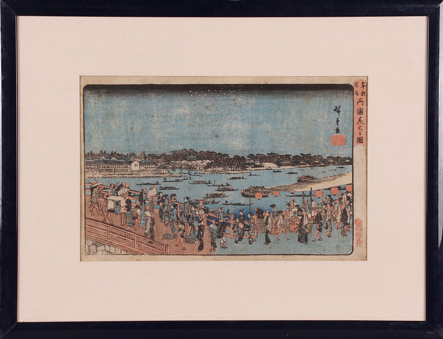 UTAGAWA Hiroshige I (ANDO Hiroshige). Fireworks at Ryogoku bridge. C. 1845. Wood&hellip;