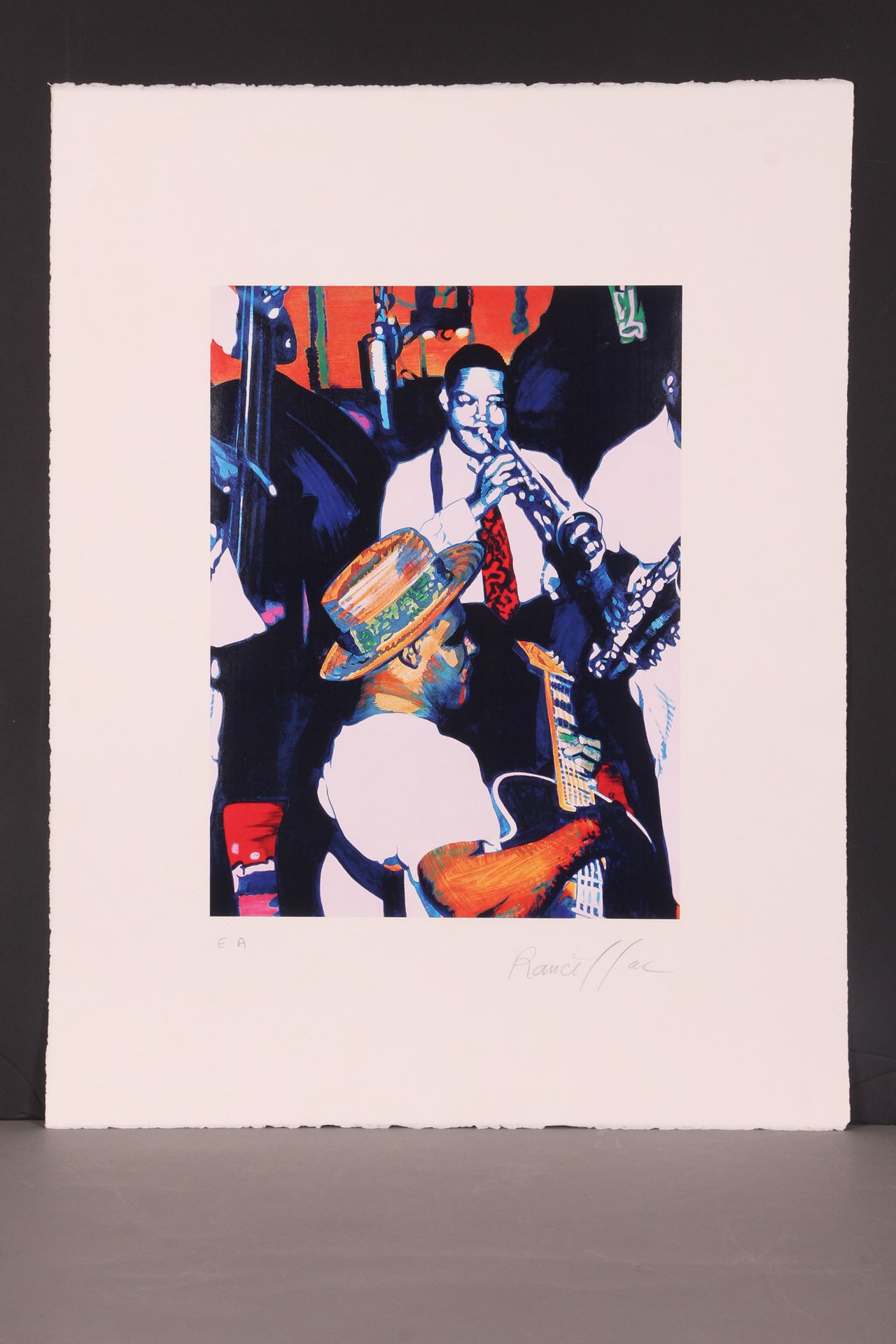 Bernard RANCILLAC. «Musiciens» Sérigraphie couleur, 40 x 30. Épreuve d’artiste s&hellip;