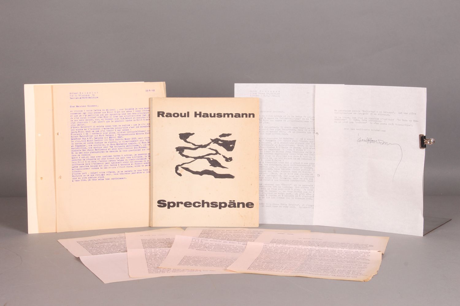 [DADAÏSME].[SURREALISME]. HAUSMANN (Raoul). «Sprechspäne» Ens. 1 vol. Et 5 p. Fl&hellip;