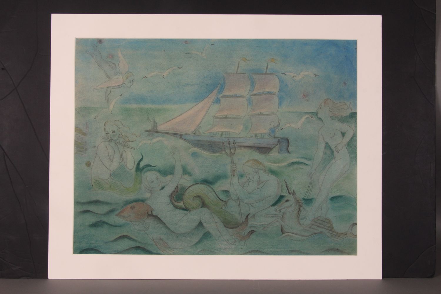 Edgar SCAUFLAIRE. «L’appel de la mer» Pastel sur papier, 50 x 65. Projet non sig&hellip;