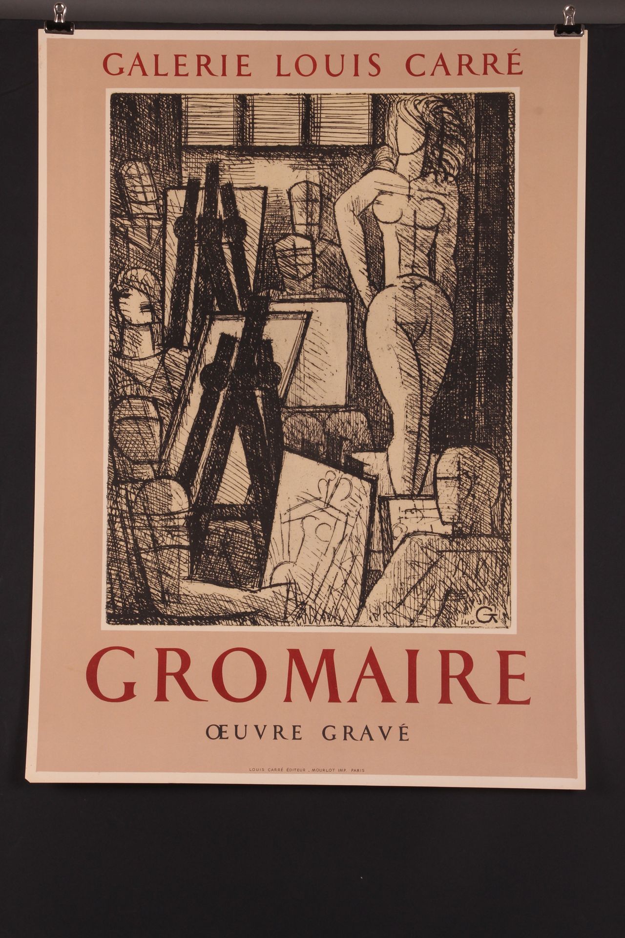 [AFFICHE]. Marcel GROMAIRE (d’après). «Modèle à l’atelier. Galerie Louis Carré» &hellip;
