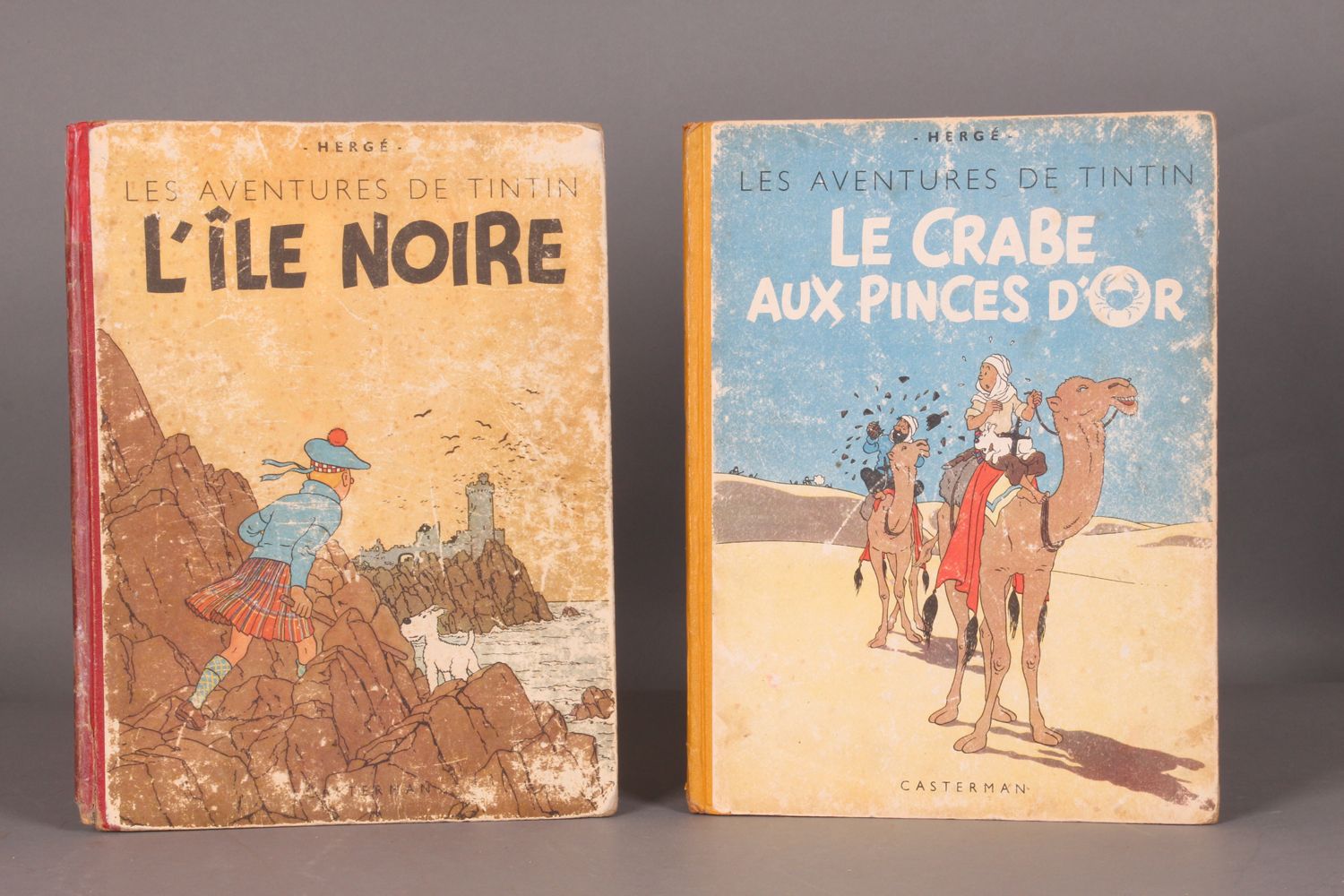 [TINTIN]. HERGÉ. "L'île noire" Set. 2 vols. Casterman, 1943. First color edition&hellip;