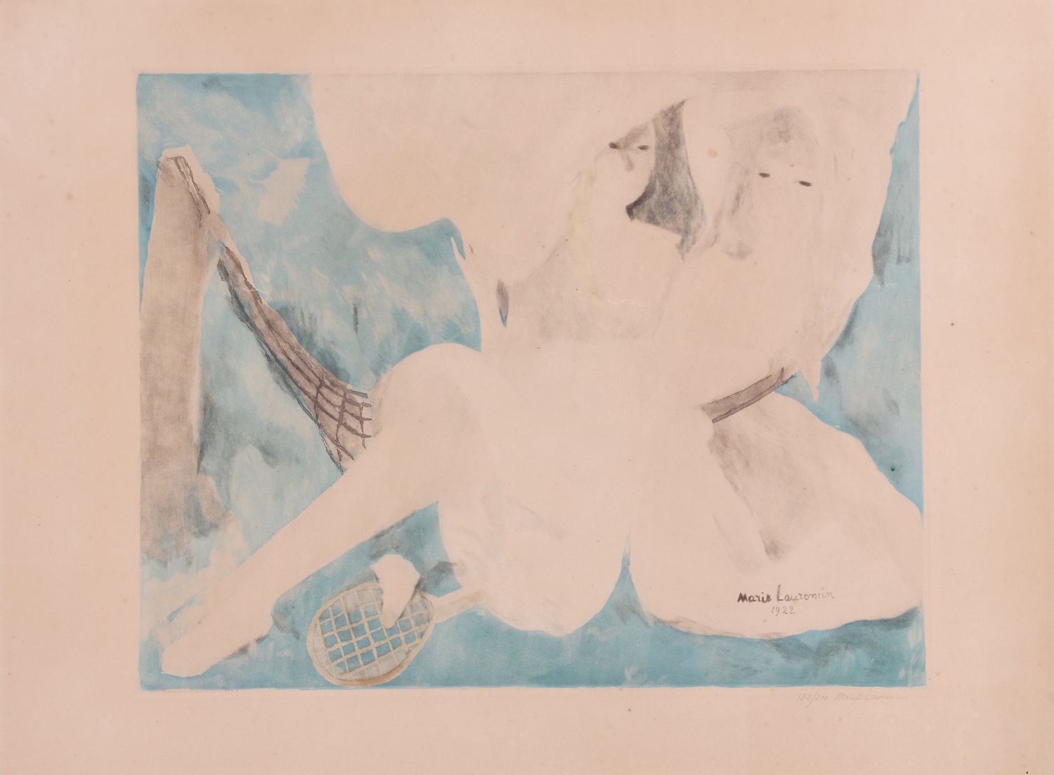 Marie LAURENCIN. «La femme au hamac. 1922» Aquatinte couleur, 43 x 54. Signée et&hellip;