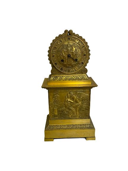 PENDULE BORNE en bronze doré et ciselé à décor en relief d’allégorie PENDULE BOR&hellip;