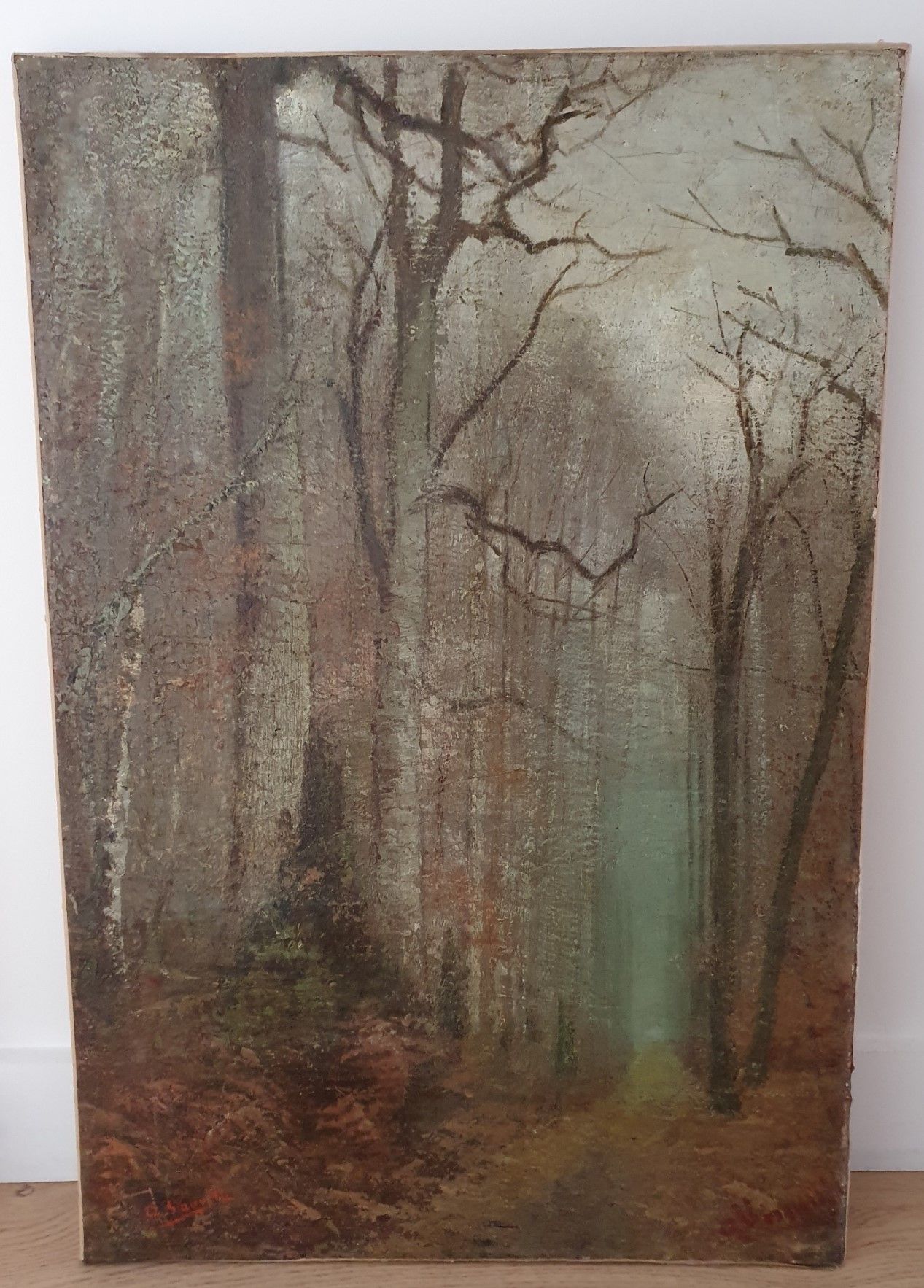 A. SAUVELLE A.绍韦勒

19世纪末/20世纪初的法国学校

"查看一个灌木丛"。

布面油画，左下角签名，83 x 56厘米。