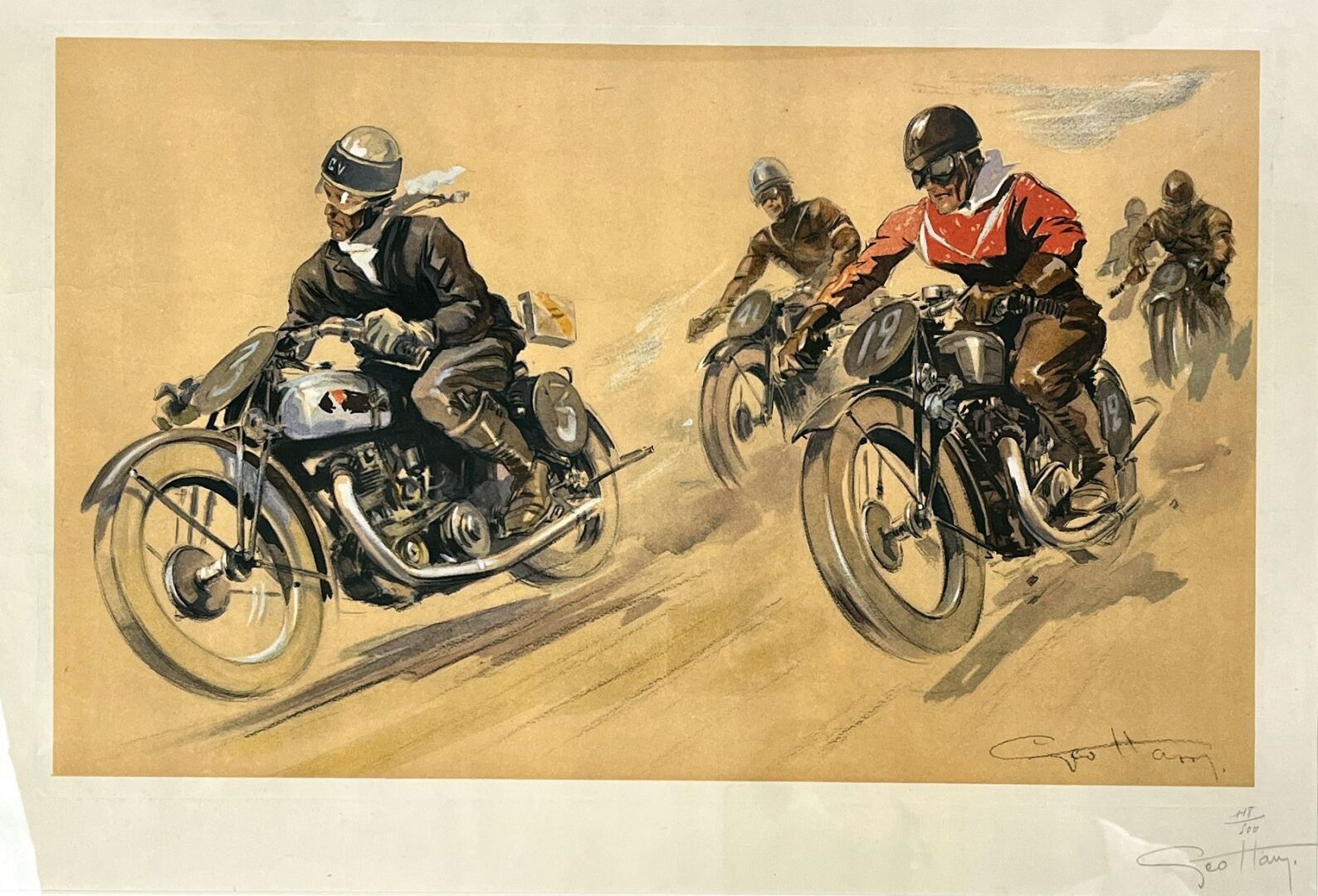 Null Géo HAM (Georges HAMEL, dit) (1900-1972)
Motos en vitesse 
Lithographie sig&hellip;