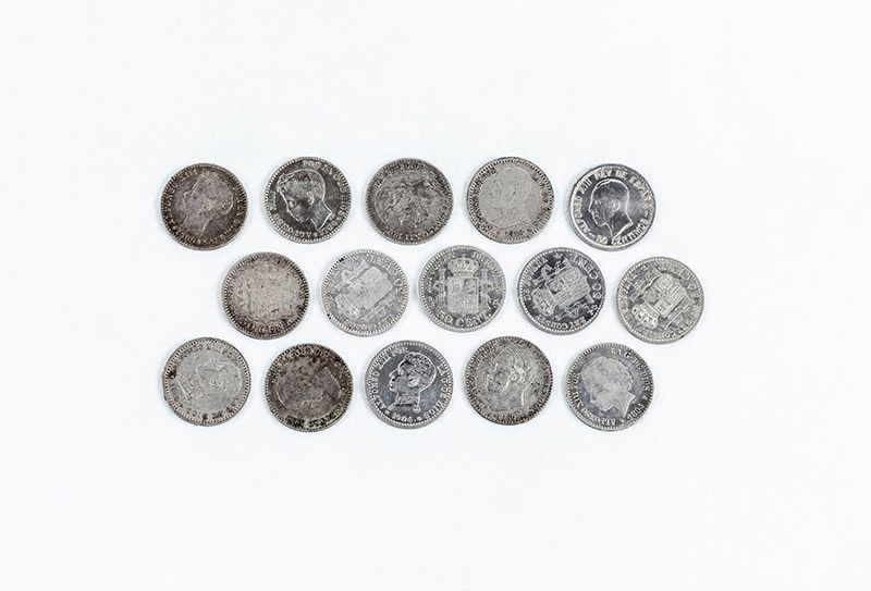 Null Ensemble de 15 pièces d'argent (900 mille) de 50 Centimes, 19 mm : Alfonso &hellip;