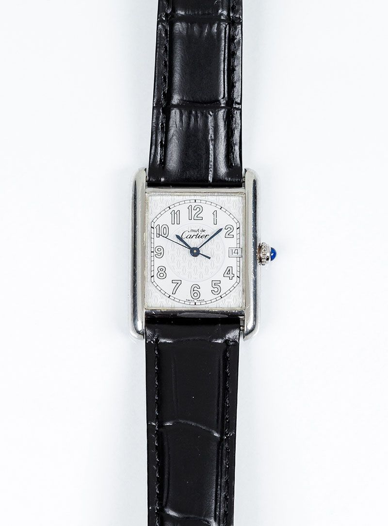 Null CARTIER Tank Must de Cartier Swiss watch, in silver case, 24 x 26.0 mm. Qua&hellip;