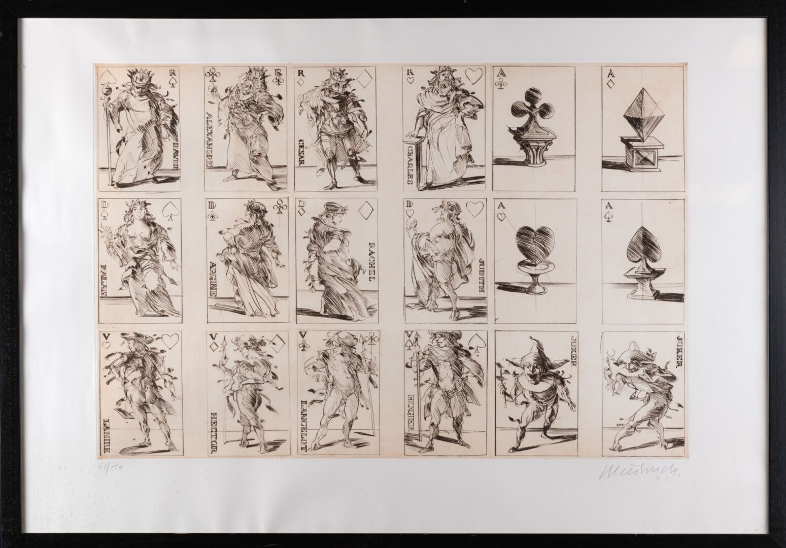 Null Claude WEISBUCH (1927-2014)
Jeux de cartes 
Pointe sèche 
48 x 71 cm à vue