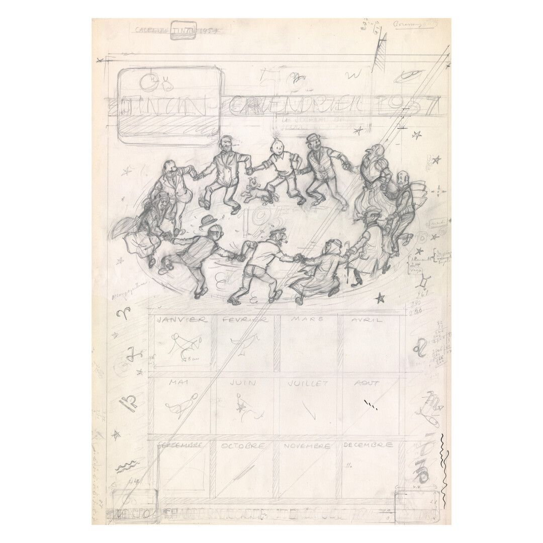 HERGÉ HERGÉ

HERGÉ

TINTIN

Illustration préparatoire datée de 1956, pour un cal&hellip;