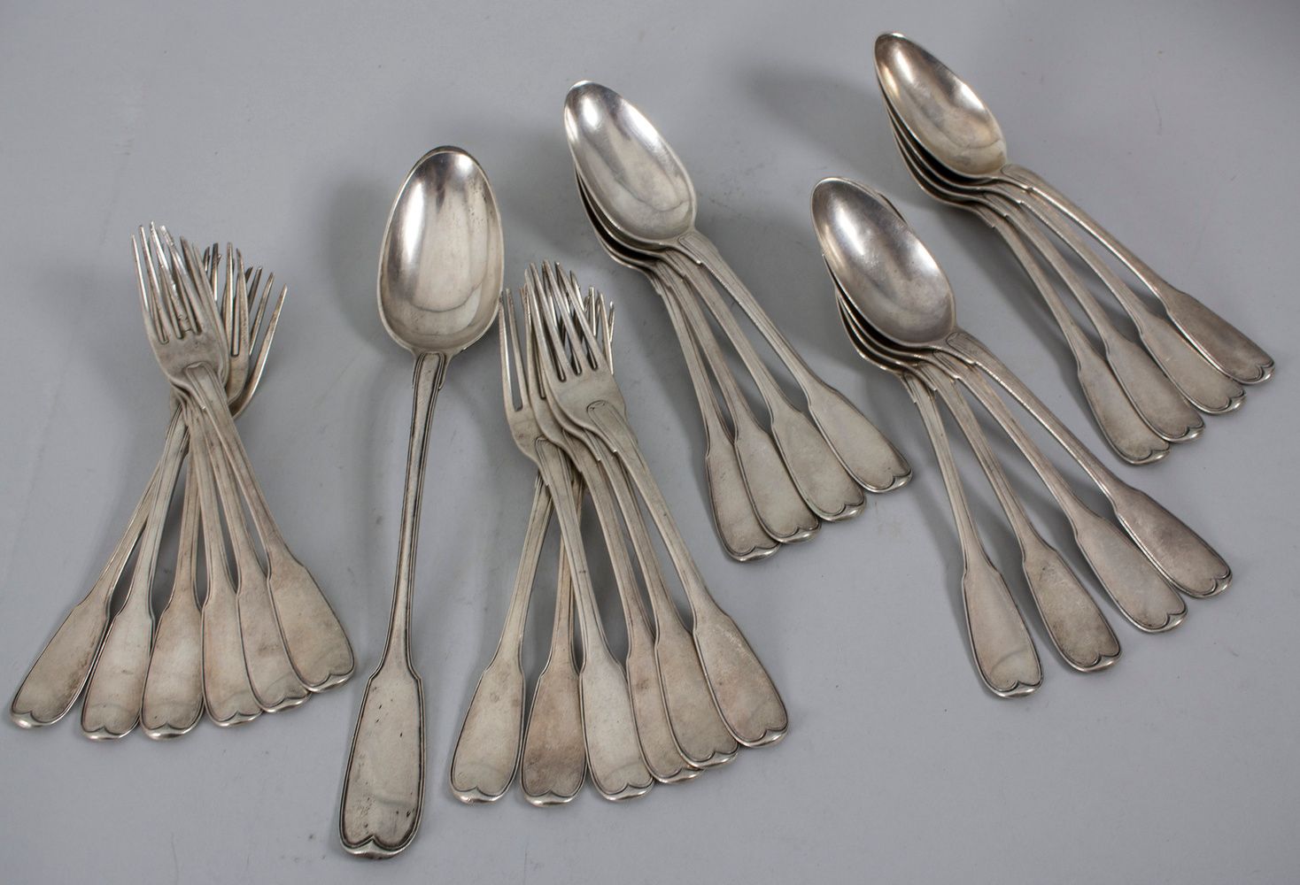 25 tlg. Silberbesteck / 25 pieces of silver cutlery, Imlin, Straßburg / Strasbou&hellip;