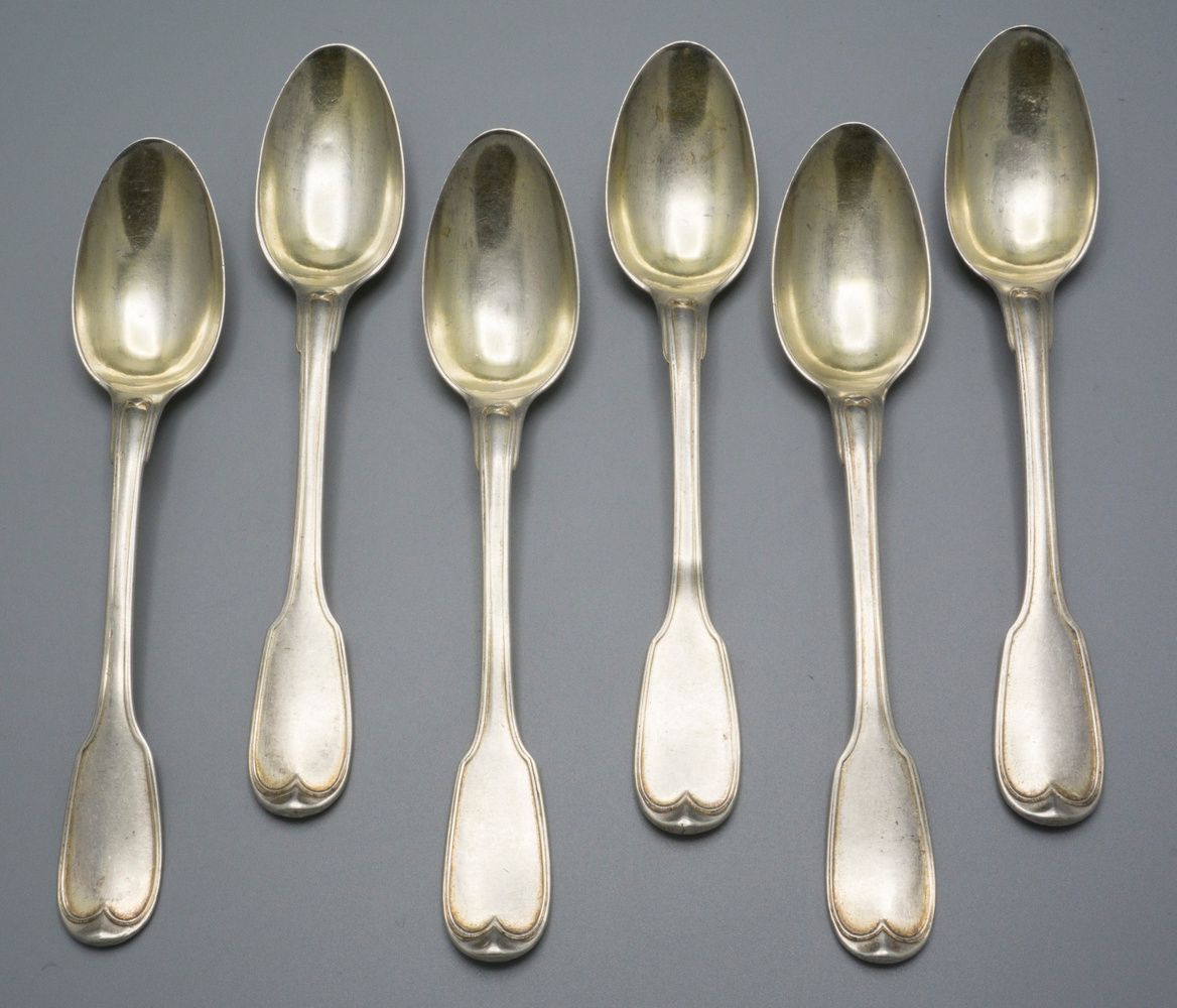 6 Löffel / 6 cuillères en argent massif / 6 silver spoons, Francois Daniel Imlin&hellip;
