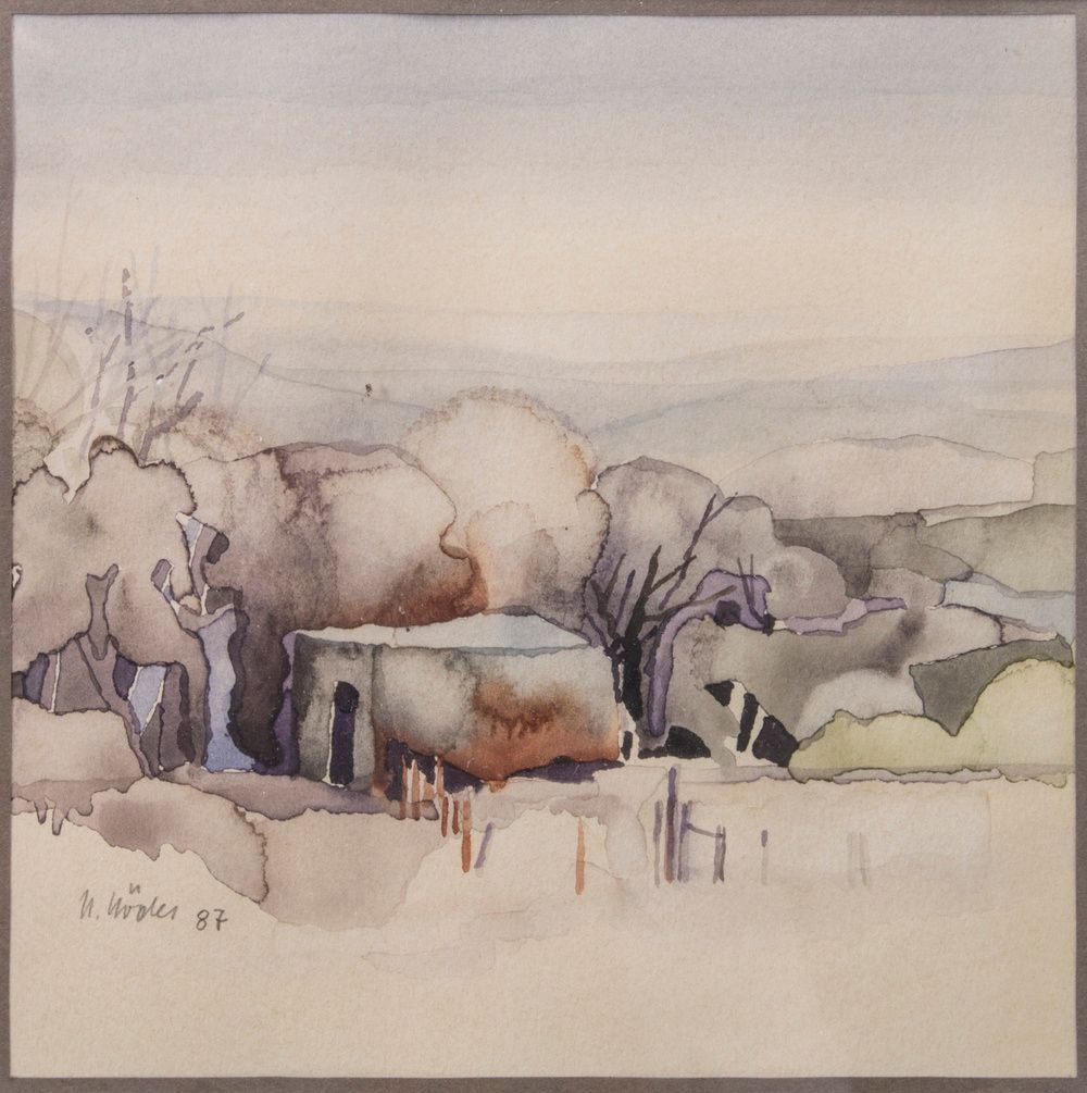 Aquarell einer Landschaft / A watercolor with a landscape, 1987 技术: 纸上水彩，带裱框，玻璃后&hellip;