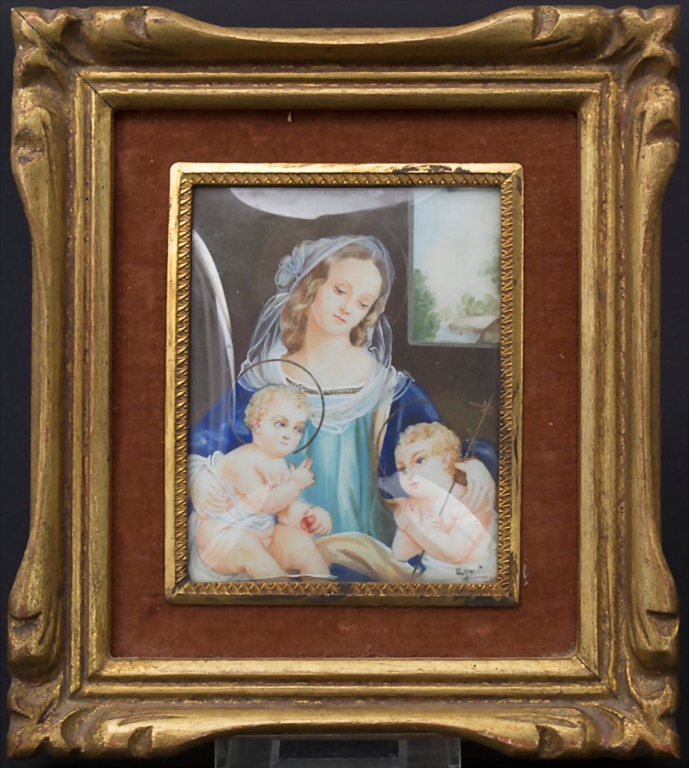 Miniatur 'Maria mit dem Jesuskind und dem hl. Johannes' / A miniature of Mary wi&hellip;