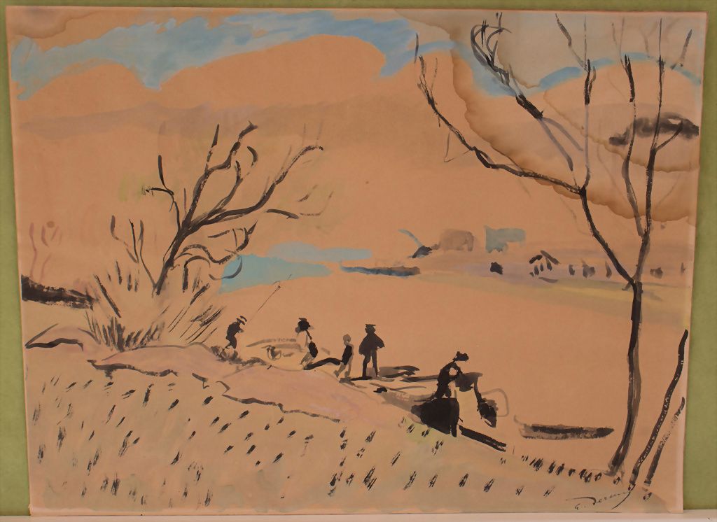 André Derain (1880-1954), 'Szene mit Angler und Frauen am Fluss', 20. Jh. Techni&hellip;