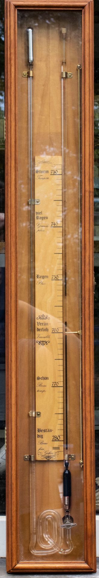 Luftdruckmesser / Barometer, Gohm, 20. Jh. Materiale: barometro in cassa di legn&hellip;