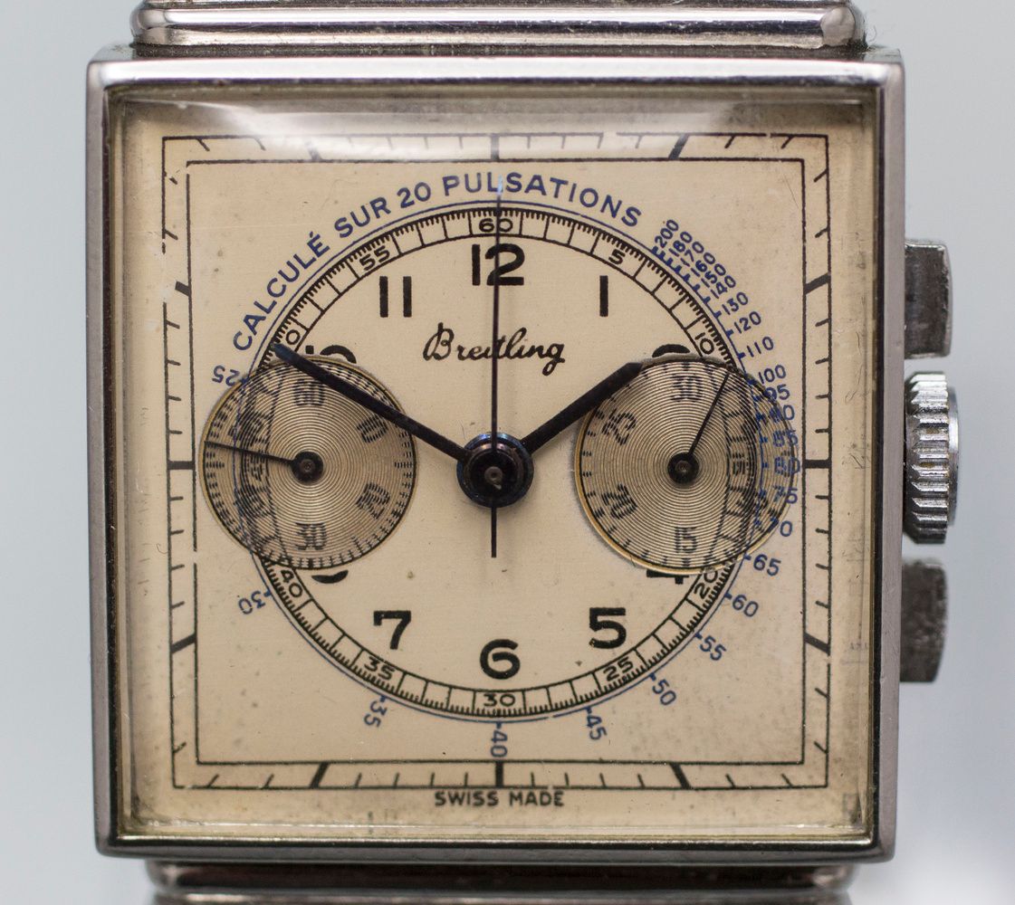 Breitling Art Déco, Chronograph, Swiss / Schweiz, um 1935 Boîtier : acier, n° 45&hellip;