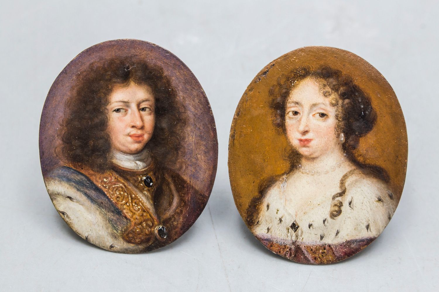 Zwei Barock Miniaturen von / Two Baroque miniatures of König Karl XI. V. Schwede&hellip;
