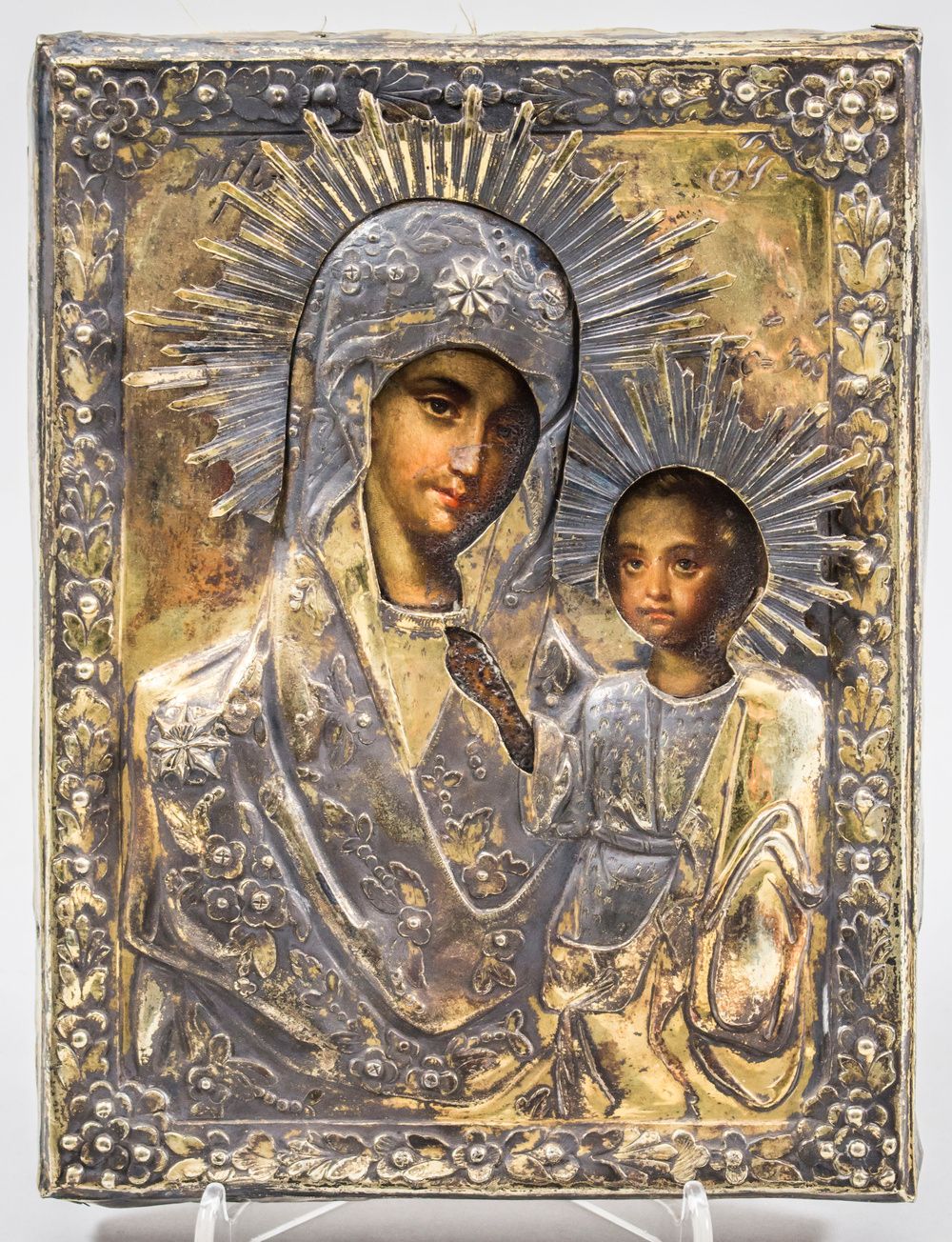Madonnen Ikone 'Gottesmutter von Kasan' / Icon 'Mother Mary of Kasan', wohl 19. &hellip;
