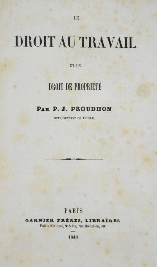 Economy. PROUDHON. Four works in a volume. PROUDHON, P. J. Quattro opere in unic&hellip;