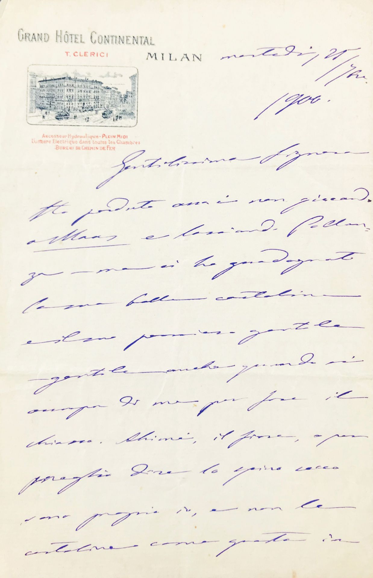 Autograph letter. VERGA. VERGA, Giovanni. 1840-1922

"Ho perduto amici non gioca&hellip;