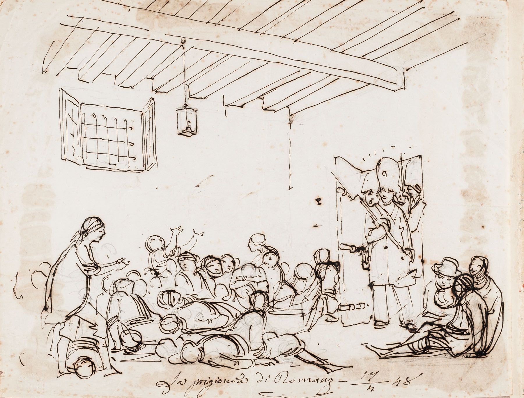 Drawing. CAFFI. La prigionia di Romans, 17 aprile 1848. Ippolito CAFFI. La prigi&hellip;