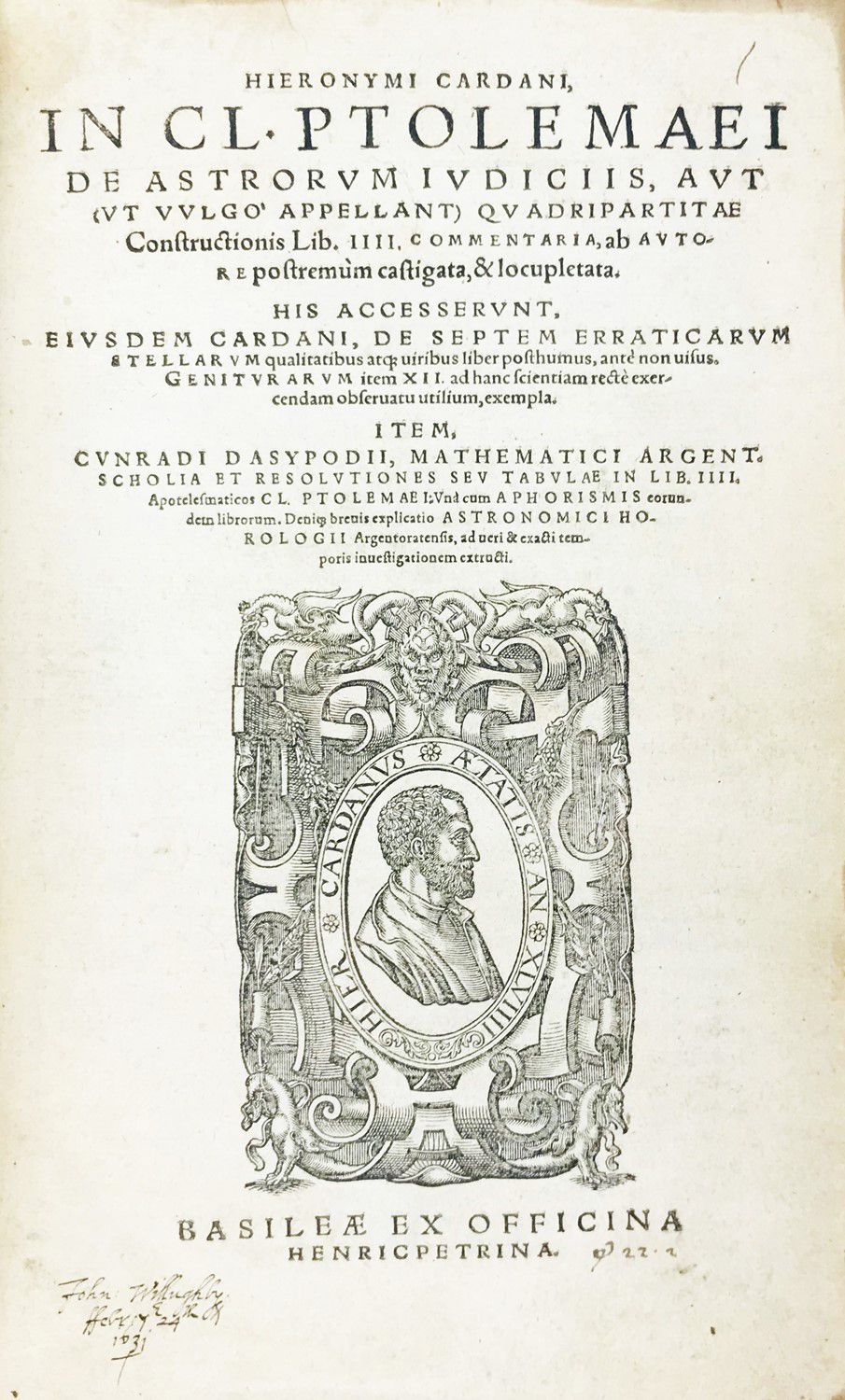 Astrology. CARDANO. Hieronymi Cardani, In Cl. Ptolemaei De astrorum... 
CARDANO,&hellip;
