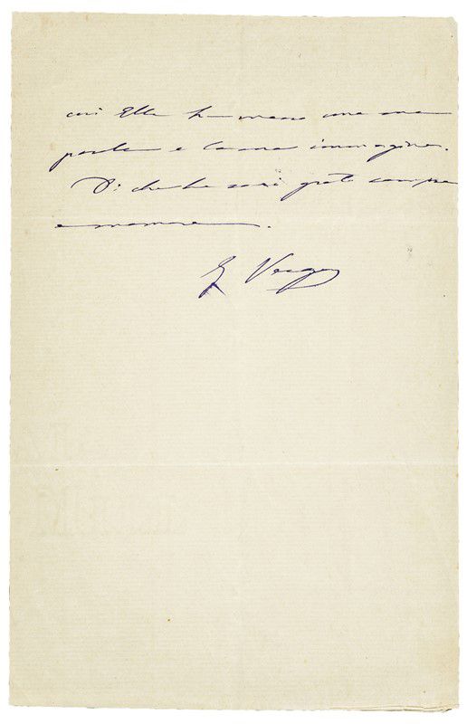 Autograph letter. VERGA. VERGA, Giovanni. 1840-1922



"Ho perduto amici non gio&hellip;
