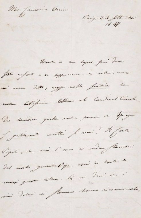 Autograph letter. LIBRI. LIBRI, Guglielmo. (1803 - 1869).1847

"Il Conte Pepoli,&hellip;