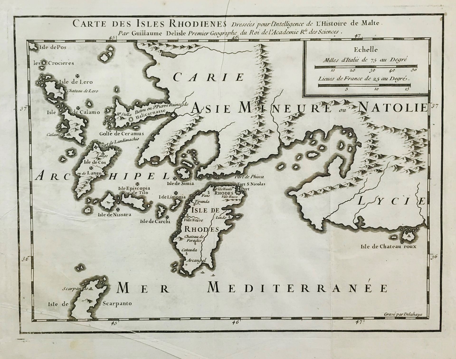 Malta. DELISLE. Carte des Isles Rhodiens, dressees pour l’intelligence de l’Hist&hellip;